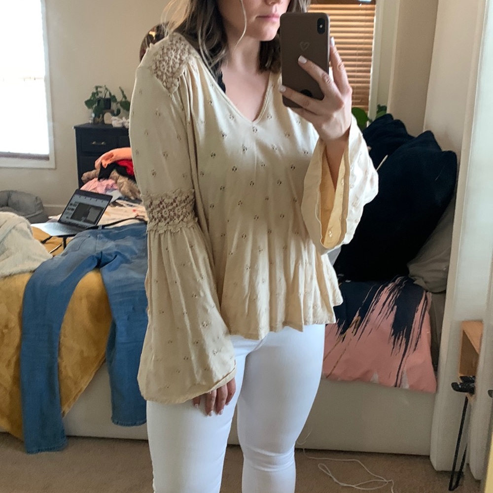 Anthropologie long sleeve cotton top